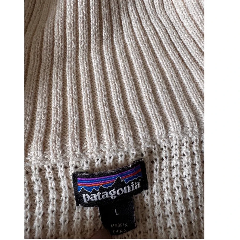 Patagonia Cream White Womens Ponderosa Pine Medium Knit‎ 1/4 Zip Sweater Size L